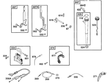 Controls, Oil Fill, Elect Diagram and Parts List for 176432-0117-XX  Briggs and Stratton Engine